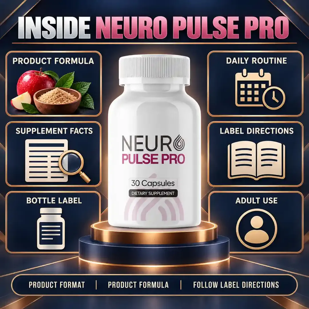 Inside Neuro Pulse Pro panel: product formula, supplement facts, daily routine, label directions, adult use